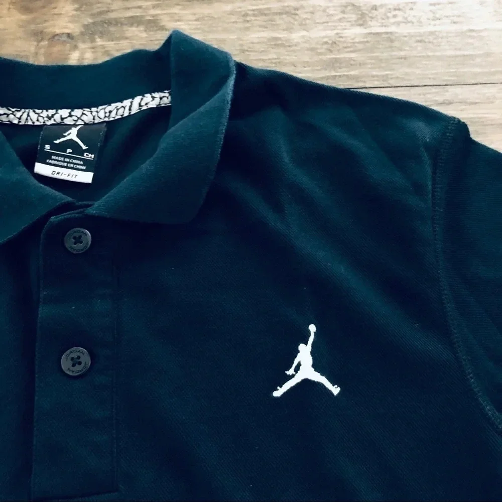 Nike Air Jordan Solid Black Dr Fit Polo‎ Shirt S